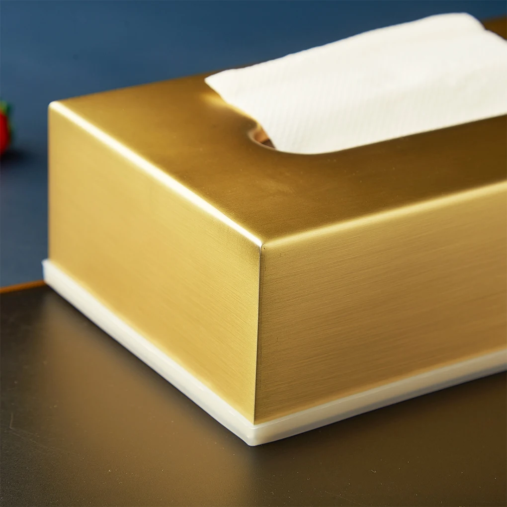 Stainless Steel Versatile Tissue Box Home Living Room Gold Light Luxury Style ins Napkin Box Suitable For Room Home Or Office 4