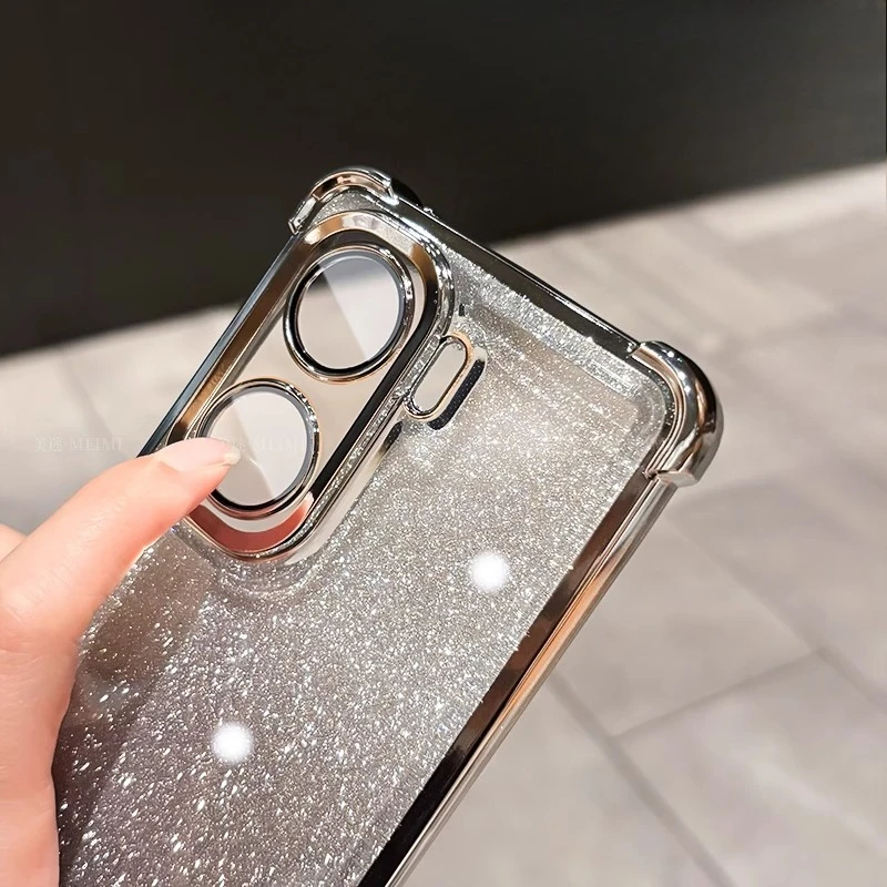 Clear Airbag Soft TPU Shockproof Case with Plating Glitter Silicone Cover