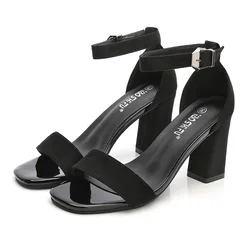 Women 2022 Summer Fashion Sandals Medium High Heel Block Heel Sandals Outdoor Fashion Sandals Women Heels Plus Size 33-41