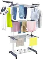 NEW Clothes Drying Rack, Oversized 4-Tier(67.7" High) Foldable Stainless Steel Movable Drying Rack with 4 castors 1