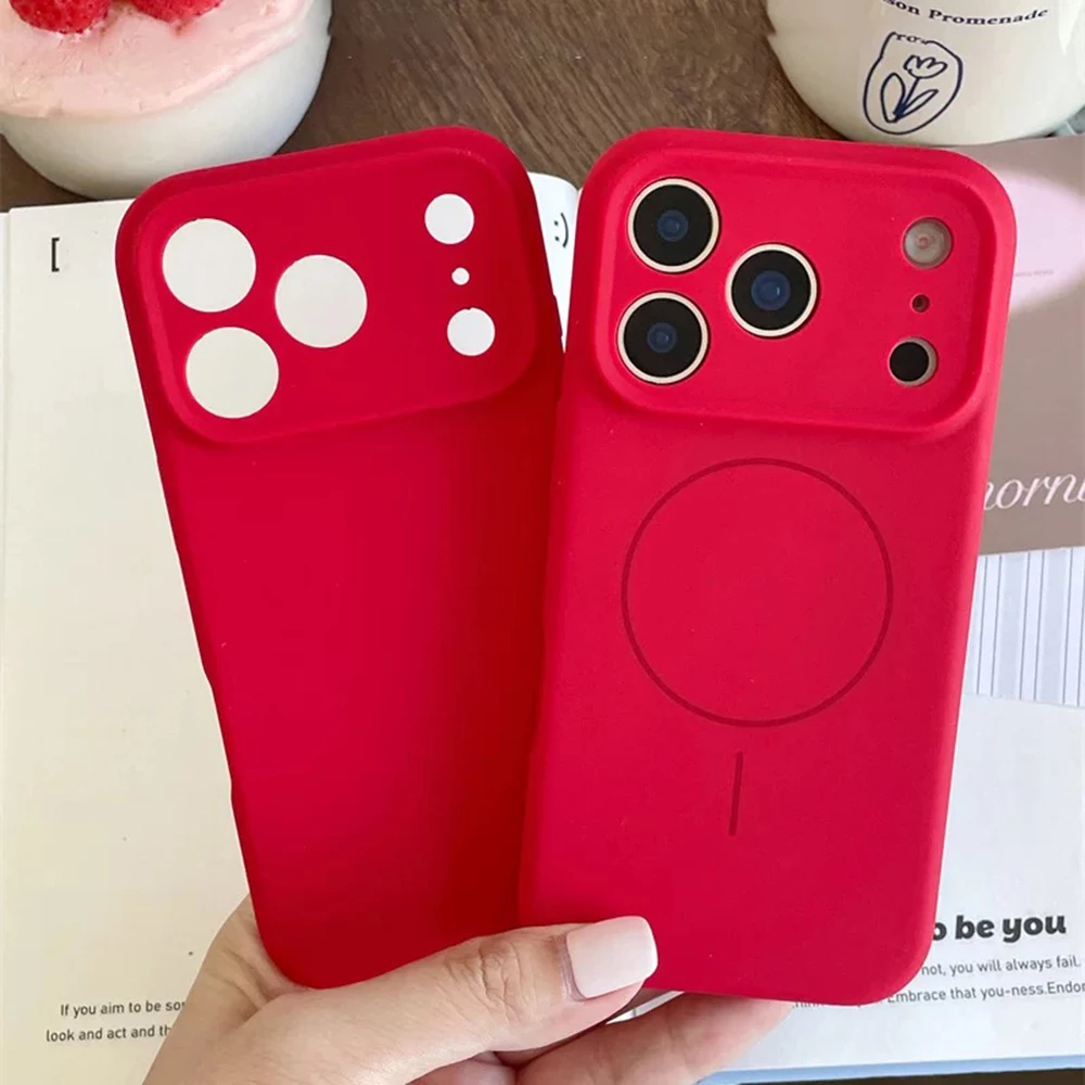 Fashion Bright Lucky Red Liquid Silicone Magnetic Case with Candy Matte Finish