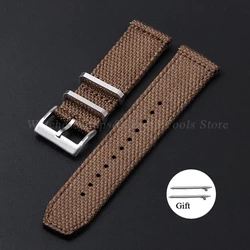 Durable Nylon Cotton Military - Style Watch Strap with Quick Release - 22mm (Brown)