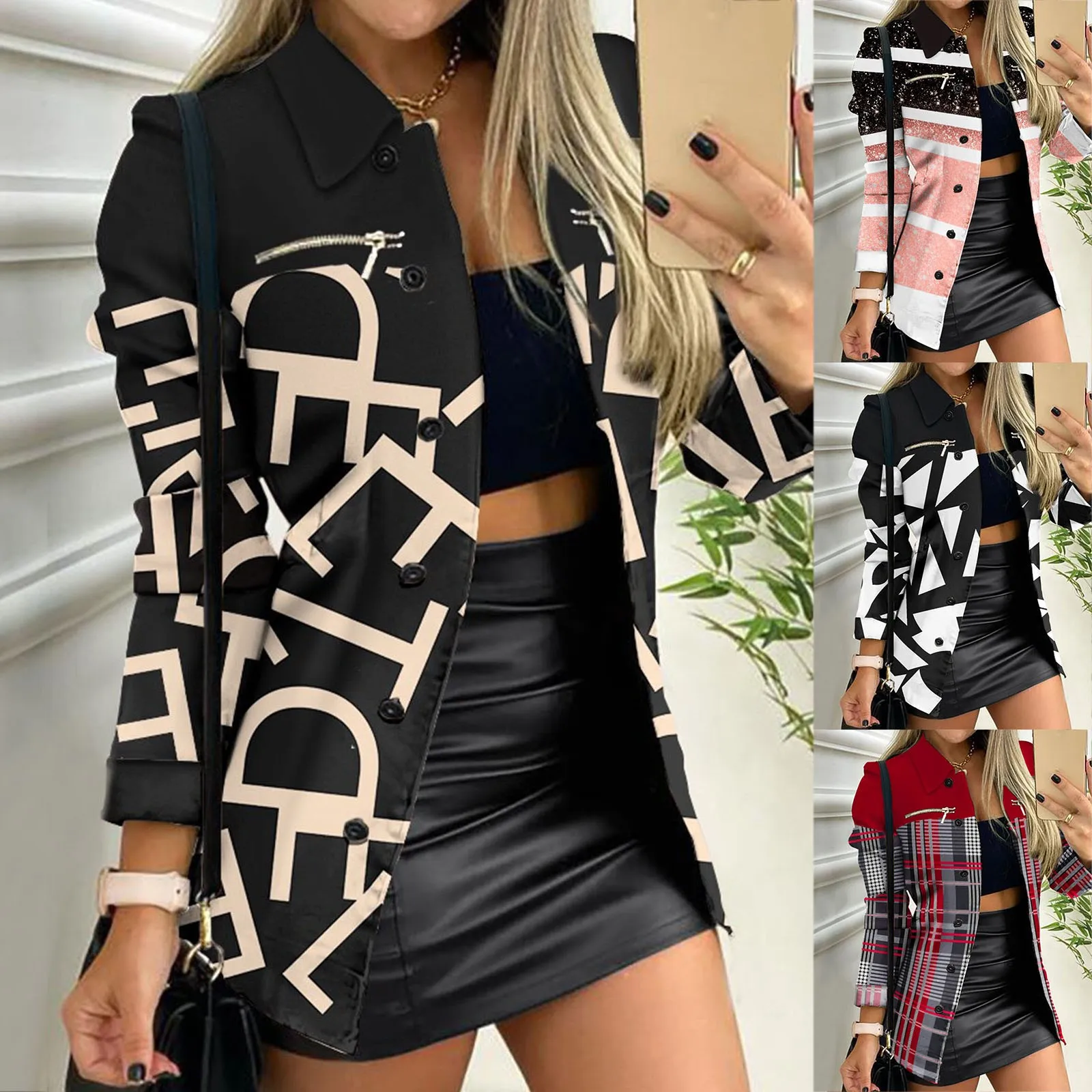 

Womens Casual Long Sleeve Open Lapel Work Office Jacket Coat