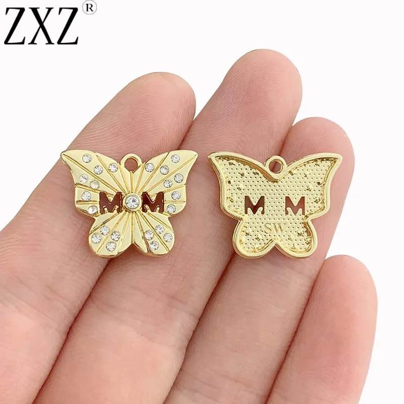 

ZXZ 10pcs Gold Tone Butterfly Charms Pendants Beads 22mm for Bracelet Necklace Earrings Jewelry Making Findings