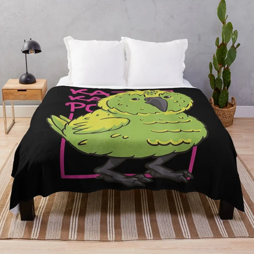 

Kakapo Green Bird Cartoon Throw Blanket Thermal Moving Extra Large Throw Multi-Purpose Blankets