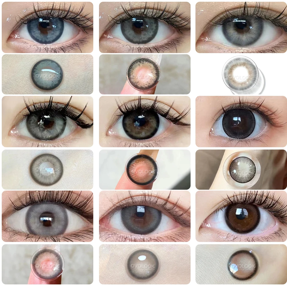 OVOLOOK-1pair(2pcs) Myopia Lenses Colored Contact Lenses for Eyes Blue Brown Gray Natural Beauty Pupils Cosmetic Lens Eye Color
