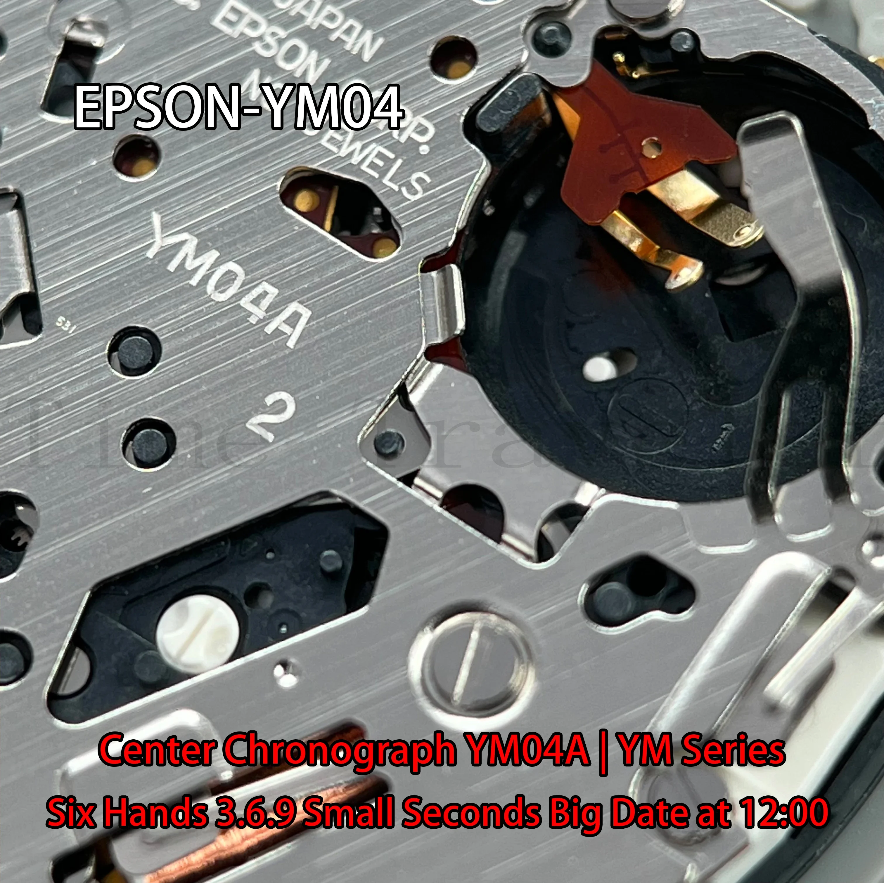 YM04 Movement Epson YM04A Movement YM Series Quartz Movement  Size:12''' Six Hands 3.6.9 Small Seconds Big date display at 12:00