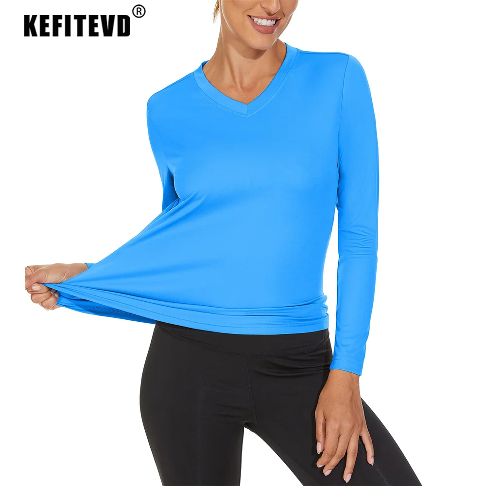Women T Shirts KEFITEVD UPF 50+ Women Long Sleeve T-shirts UV Sun Protection Outdoor Sport T Shirt Moisture Wicking Camping Hiking T-Shirts Tee