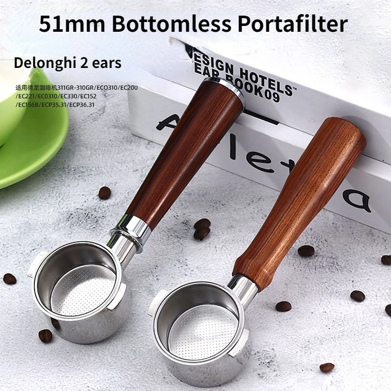 51mm Bottomless Portafilter for Delonghi Espresso Machine ECP35.31