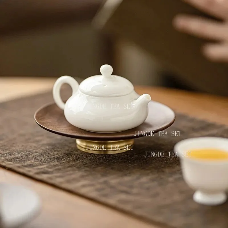 100ml Yangzhi Jade Teapot Household Small Capacity Official Hat Pot Chinese White Porcelain Kung Fu Tea Maker Teaset Accessories