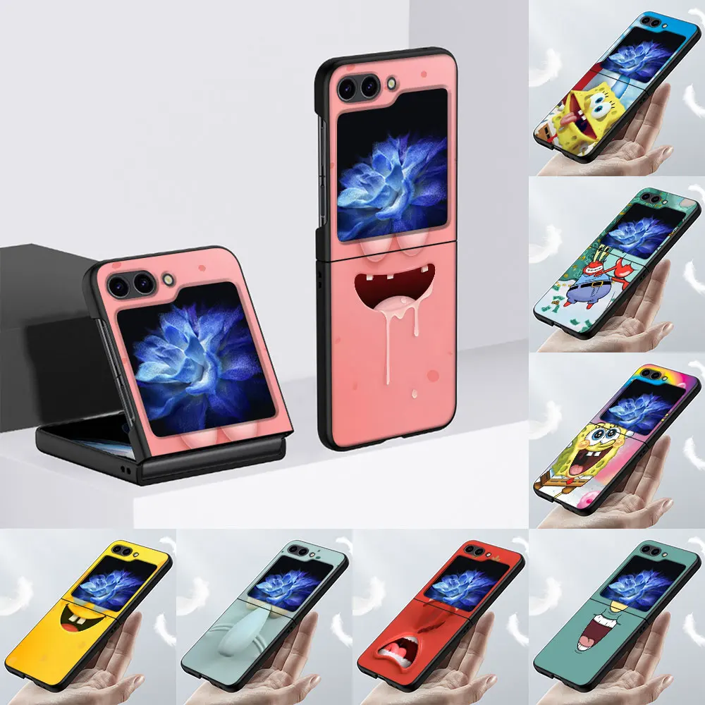 Custodia Patrick Star Spongebobs Per Samsung Galaxy Z Flip5 Cover Pieghevole Nera Z Flip 5 Custodia Rigida Per Cellulare Zflip5 Coque