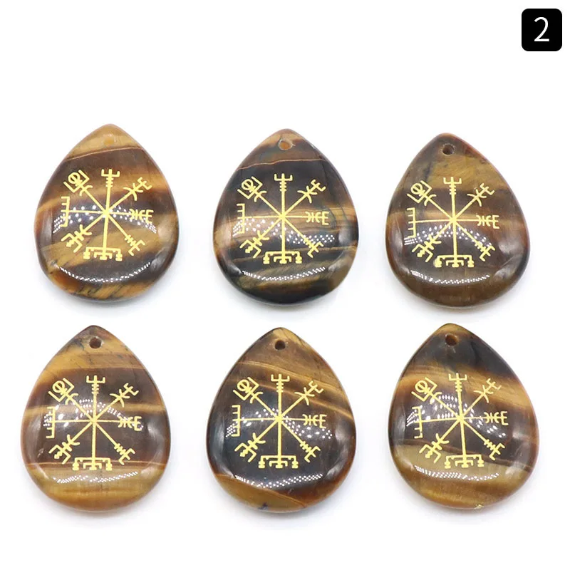 Natural stone Amethyst Tiger's Eye Aventurine Chakra Reiki Healing Crystal Teardrop Pendant Necklace Jewelry ACC