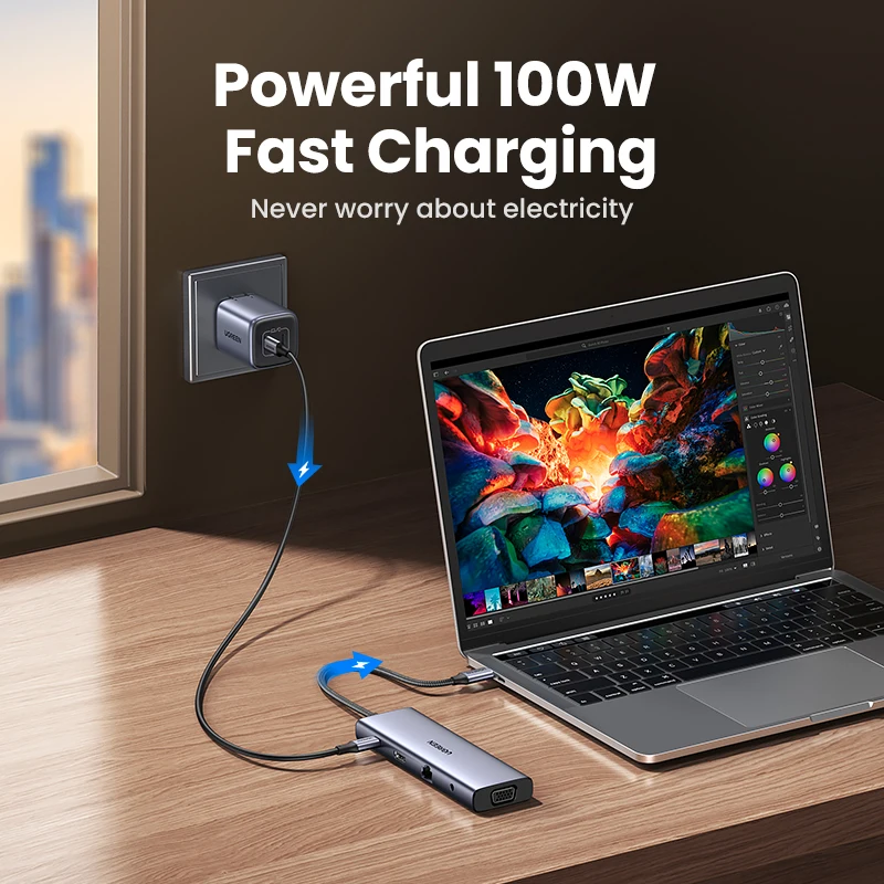 Фото Сетевой концентратор Ugreen, переходная док-станция USB Type C USB 3.0 HDMI, разветвитель, концентратор Type C для MacBook Pro, Huawei Mate 30 №4