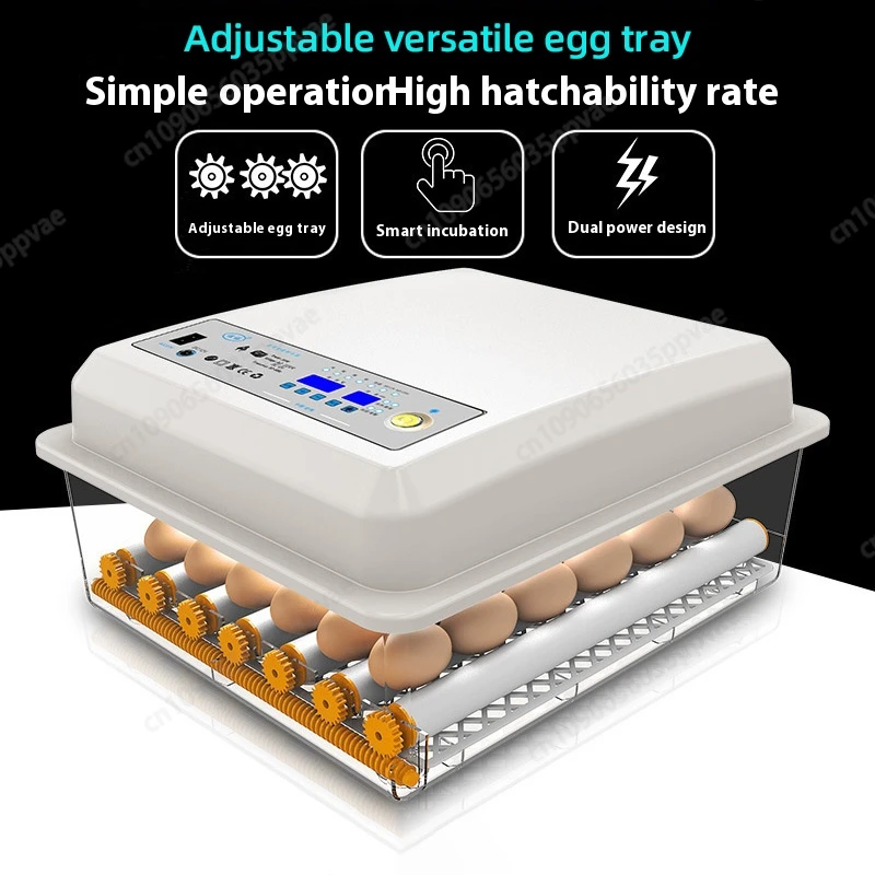 ตู้ฟักไข่อัตโนมัติสำหรับไก่ เครื่องฟักไข่ขนาดเล็กอัจฉริยะ พร้อมระบบควบคุมอุณหภูมิแบบหมุนอัตโนมัติ สำหรับใช้ในบ้าน ฟักได้ 6-120 ฟอง 1