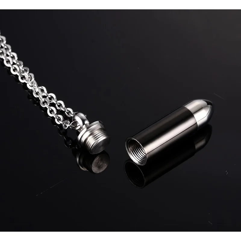 Vinterly Punk 5 Colors Stainless Steel Cremation Pendant Necklaces Pets Keepsake Urns for Ashes Gold-color Jewelry Waterproof 4