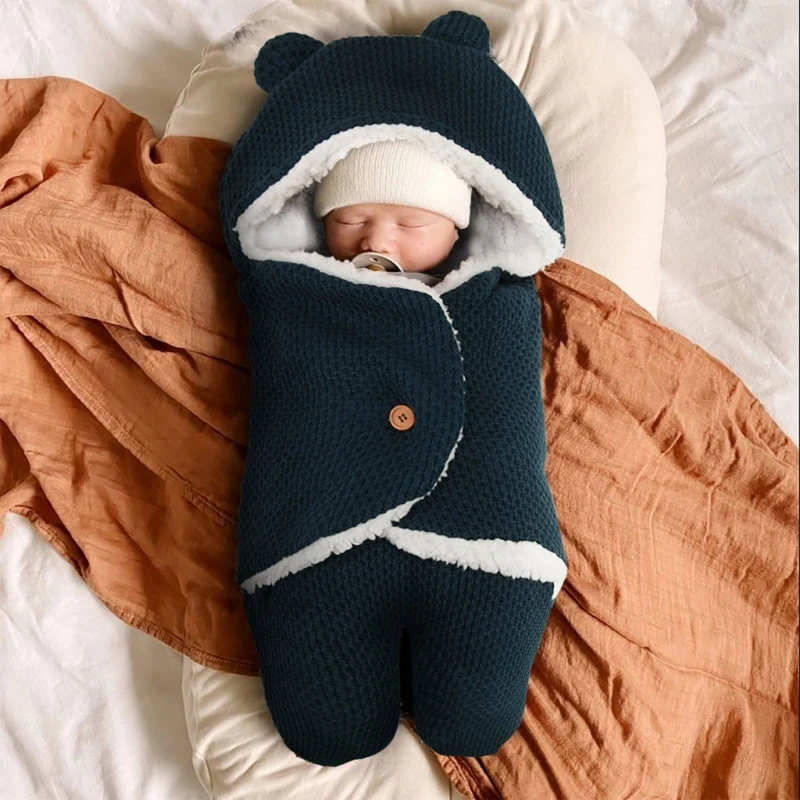 Sac de couchage d'hiver épais et chaud pour nouveau-né, couverture polaire  douce pour bébé, enveloppe pour poussette de 0 à 3 mois - AliExpress