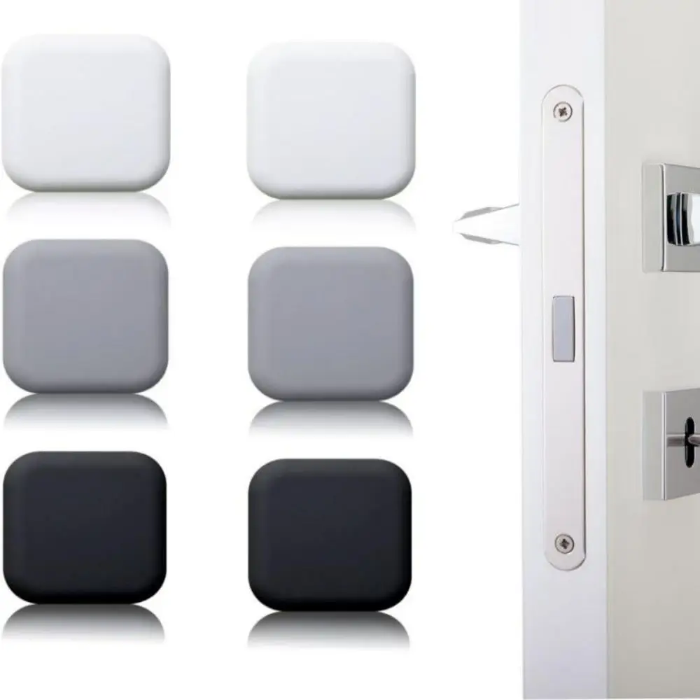 Rubber Door Stoppers 4pcs Door Stoppers Wall Protector Buffer Guard Doorknob Door Handle Bumper Self Adhesive Soft Rubber Crash Pad For Home