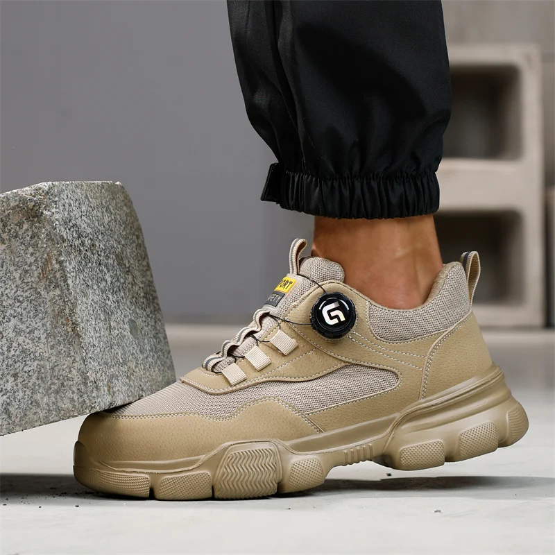 Zapatillas Punta De Acero Hombre Zapatos De Seguridad Con Botones