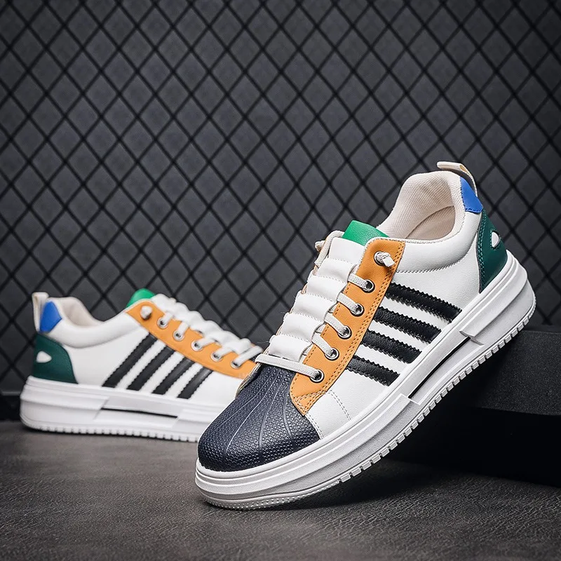 

Trendy Mens Shoes Sneakers 2023 Autumn New High-Quality Leather Casual Shoe Platform Vulcanized Shoes Low top Board Shoe for Men