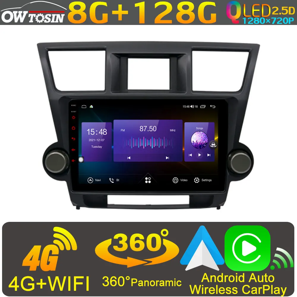 Owtosin 8Core 8G + 128G Android 10 Автомобильный мультимедийный для Toyota Highlander Kluger 2 XU40 2007-2013