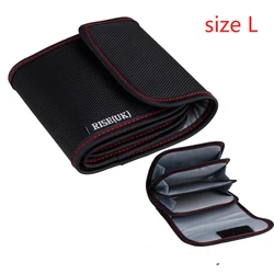 Durable Polyester Camera Lens Filter Pouch - 4 Slot Professional Photography Bag (Size L)