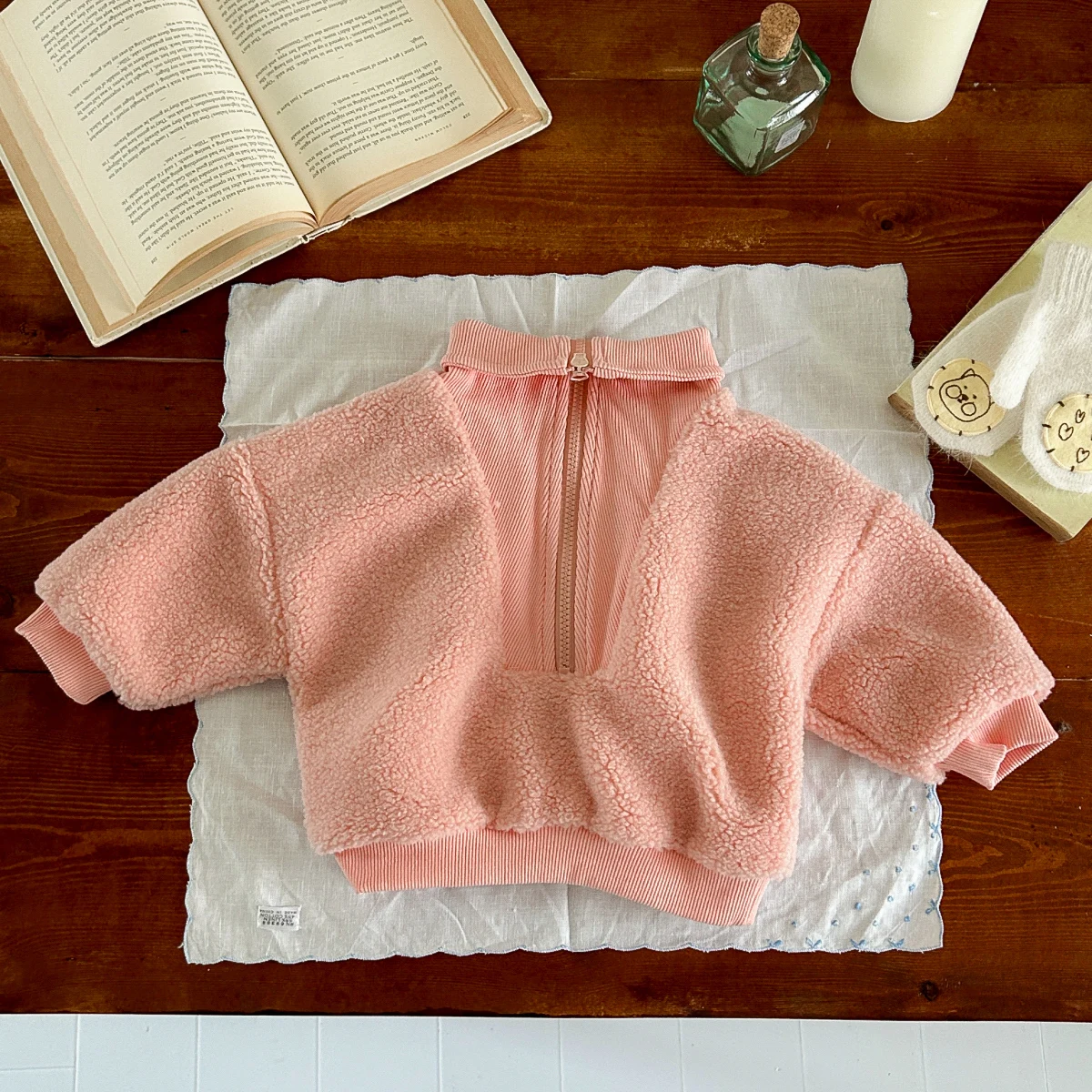Winter New Toddler Suit Fleece Boys Girls Baby Clothes Tops Long Sleeves Zip Up Sports Top 1-3Y Baby Coat Solid Colour