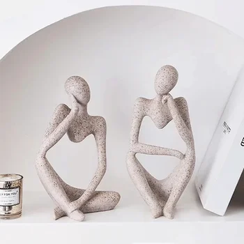 Sand Color Abstract Thinker Statue 1