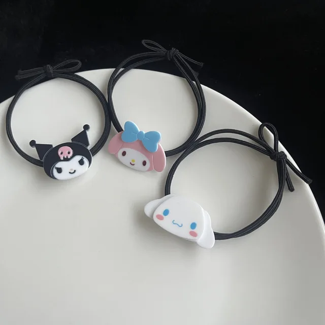 Sanrio-귀여운 아크릴 헤어 로프 Mymelody Cinnamoroll Kuromi Ins 소녀 하트 한국 일본 커플 만화 모자, 카와이 선물