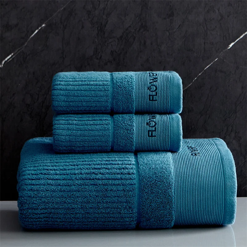 Luxury Cotton Towel Set Bundle , Face Bath Towels, Soft and Comfortable Solid White Grey, Hotel,Home Washcloth,