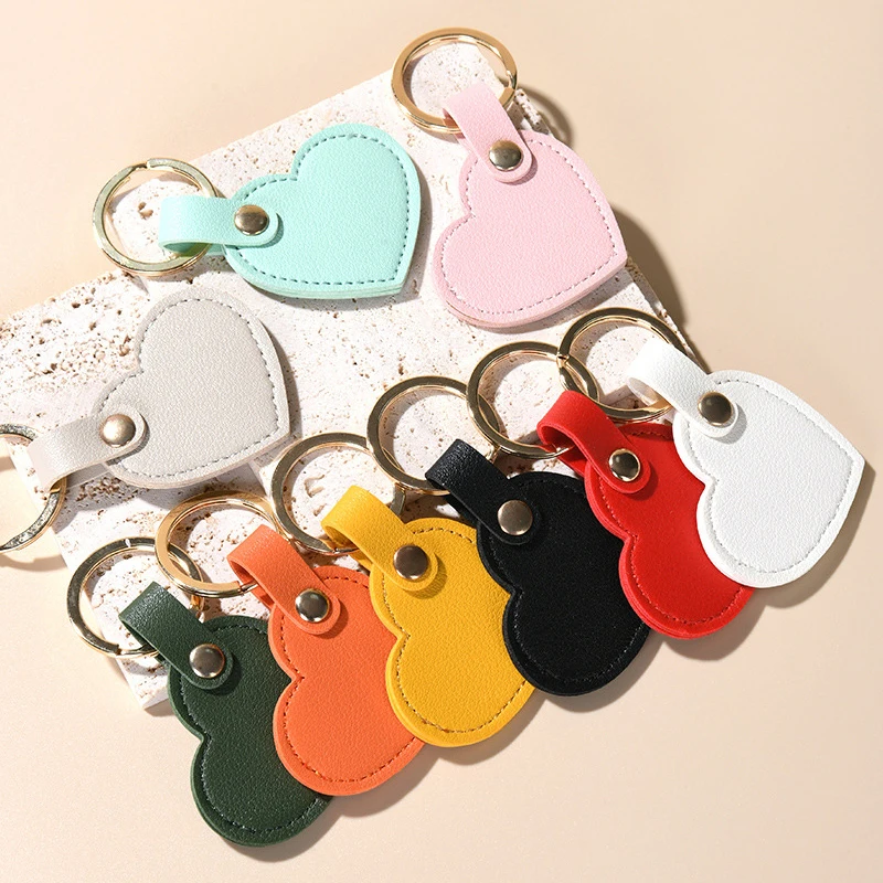 Keychain Leather Heart Shape for Women Car Home