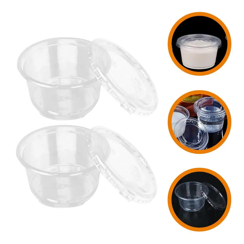 100pcs Plastic Cups 250ml Disposable Plastic Cake Cup Dessert Cups High Lid Ice Cream Cake Yogurt Bowls Container