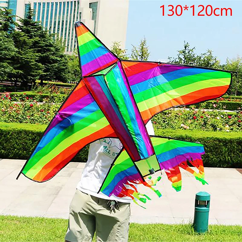 1PC Cartoon Children Kite Blue Red Fighter Rainbow Plane Kite For Kids Adults Large Huge Delta Kite Outdoor Toy  Воздушный Змей 4