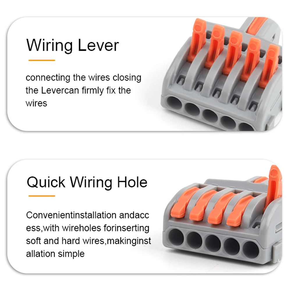 10/100PCS Electrical Cable Connector 1 in Multiple out Quick Wire Terminal Block 2/3/4/5Pin Push in Lever Connectors 0.08-4.0mm2 image 3