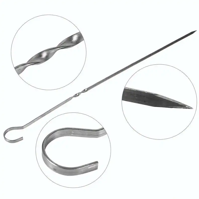 10PCS 40cm BBQ Skewers Stainless Steel Kabob Kebab Flat Skewers Needle
