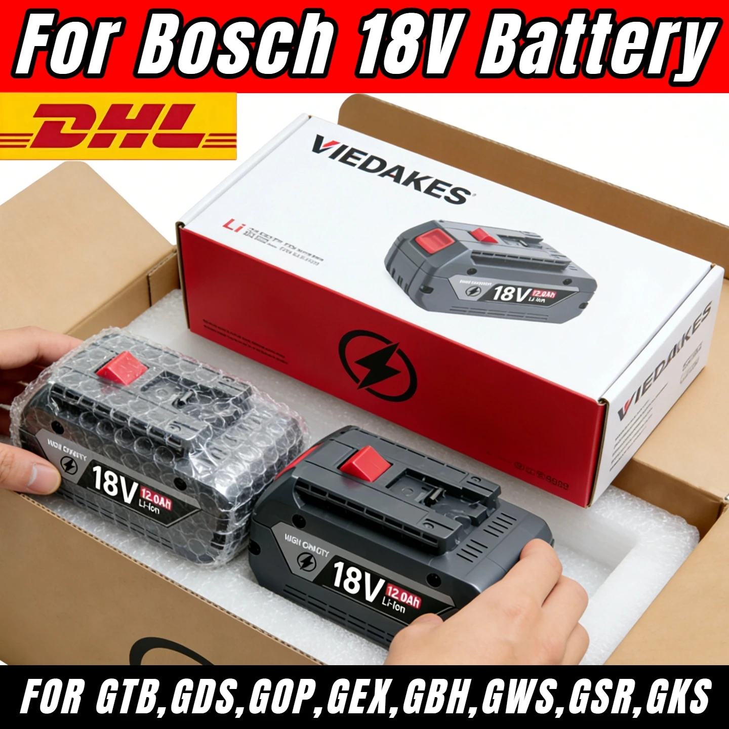 VIEDAKES for bosch 18v lithium battery 12.0Ah BMS Protection akku For bosch 18V Drill Grinder Professional Tools