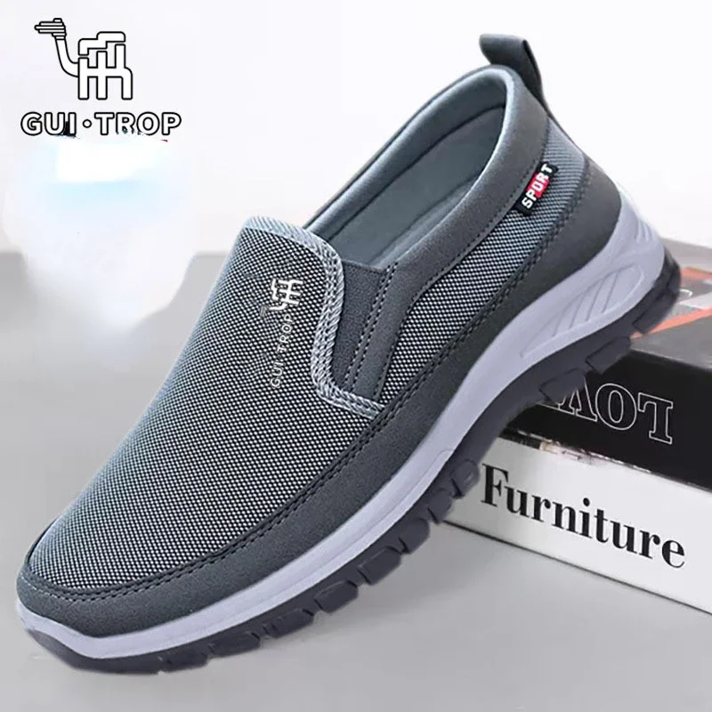 Men's Canvas Shoes Breathable Soft Bottom Non -Slip Casual Shoes Durable Comfortable Slip-On Walking Male Vulcanized Shoes Tenis