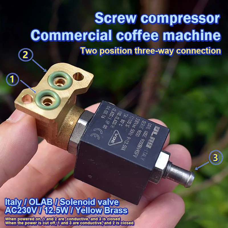 AC 230 9000BH 2-Position 3-Way Electric Brass Solenoid Valve Normally Closed Type For Coffee Machine Steam Hot Water