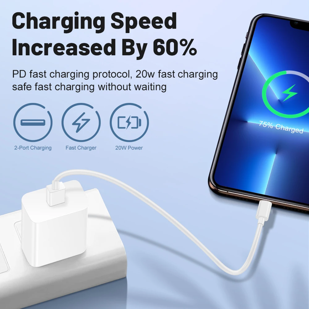 PD Charger 20W USB Type C Fast Charging Phone Charger Adapter For iPhone 15 Samsung Xiaomi US Plug Quick Charge 3.0 Wall