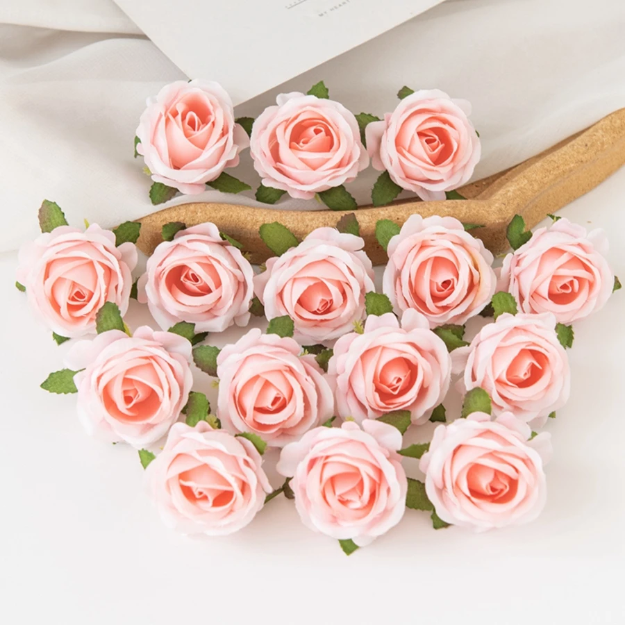 100PCS Künstliche Blumen Diy Candy Box Kuchen Wohnkultur Weihnachten Dekorative Kränze Hochzeit Party Garten Rosen Bogen Seide Gefälschte