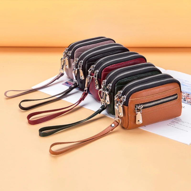 Brand Leather Coin Purse Women Wallet Waterproof Designer Short Fashion Credit Card Holder Wallet Double Zipper Clutch Bags