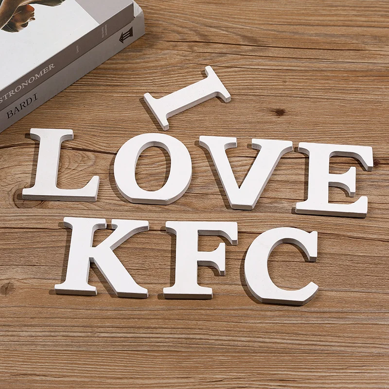 White Wooden Letter Decoration Wall Hanging Home Decoration Birthday Wedding Party DIY Craft Ornaments Shooting Props A-Z 8CM
