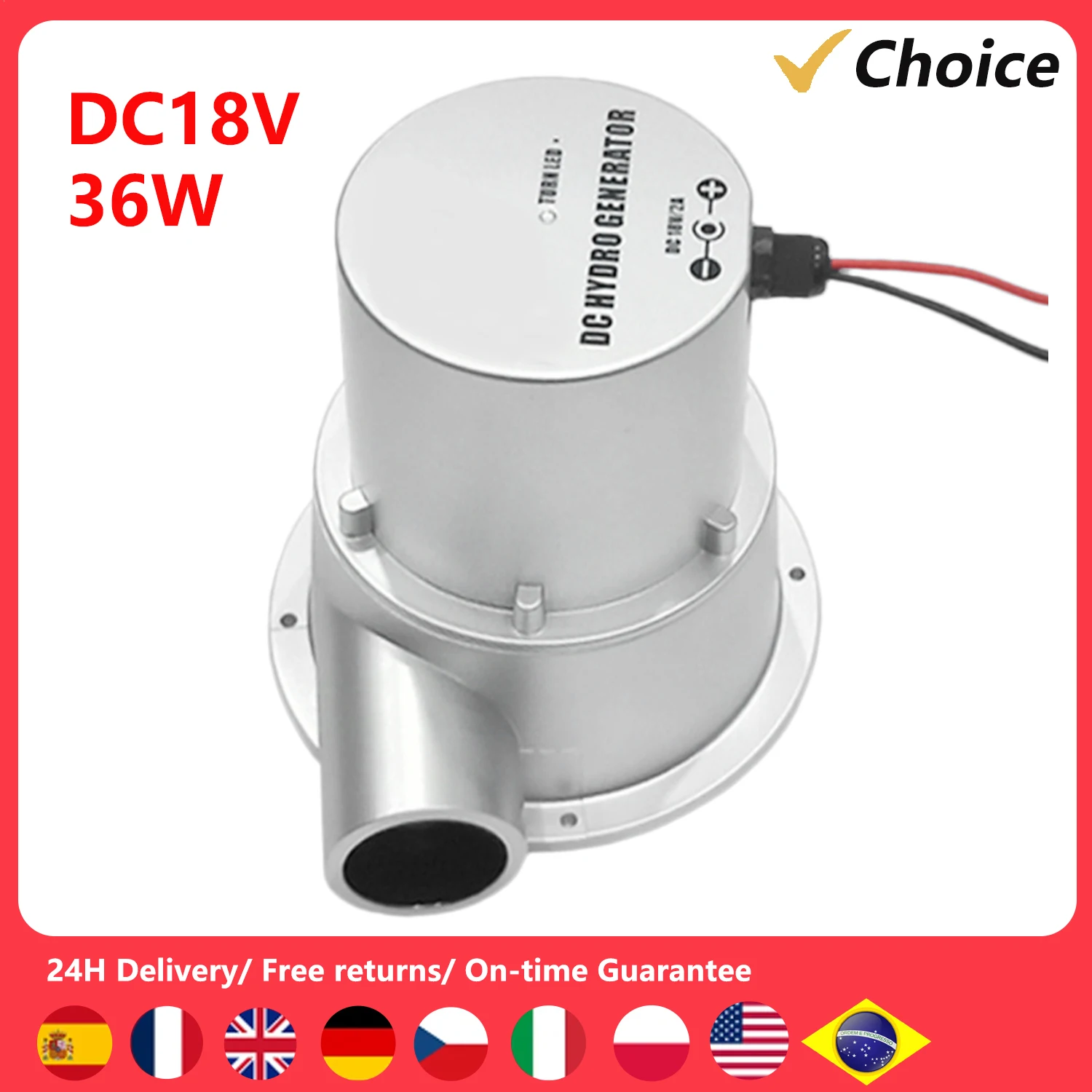 2A DC18V 36W เครื่องกำเนิดไฟฟ้าพลังน้ำขนาดเล็กเครื่องกำเนิดไฟฟ้าพลังน้ำปั๊มไฮดรอลิก DC แบบไม่มีแปรงถ่านเครื่องกำเนิดไฟฟ้าพลังงานสูง 1