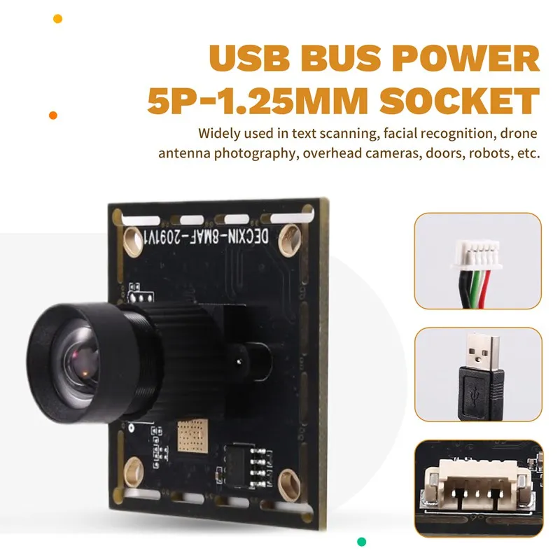 78도 USB 카메라 모듈 800만 픽셀 고정 초점 HD 산업용 카메라 드라이버 무료 IMX179 카메라 모듈(1M USB 케이블 포함)-A32R