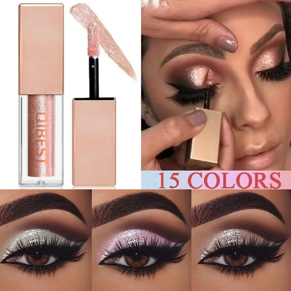 Qibest 15 Colori Glitter Liquid Eyeshadow Waterproof Lasting Shimmer Metallic Easy To Makeup Professional Eye Shimmer Eyeshadow