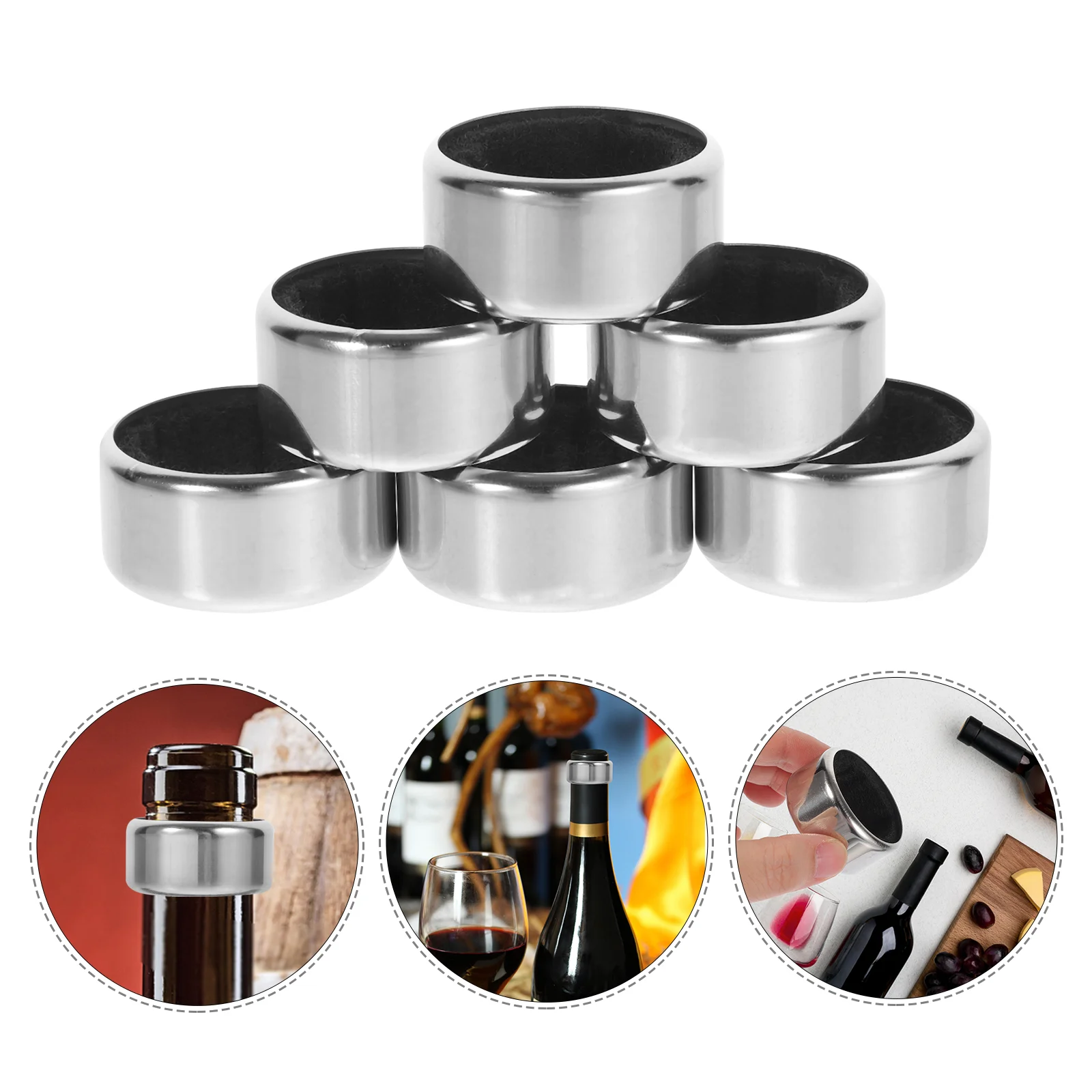 

6pcs Kitchen Stainless Steel Bottle Collars Leak-Proof Bottle Drip Collar Ring