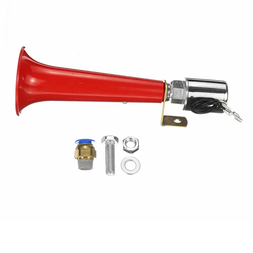 Car air horn truck single pipe air horn Electroplated/red 12V 24V180DB