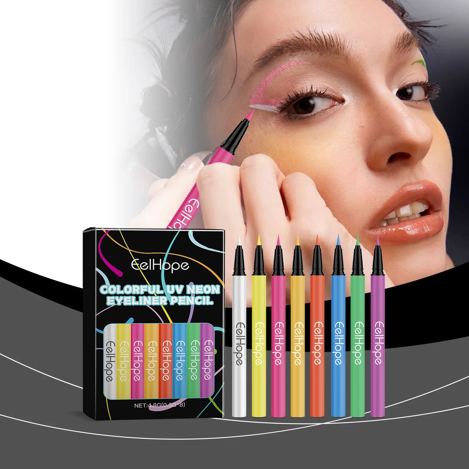 8 Color Uv Neon Liquid Eyeliner Waterproof Long-lasting Makeup_voghion.com