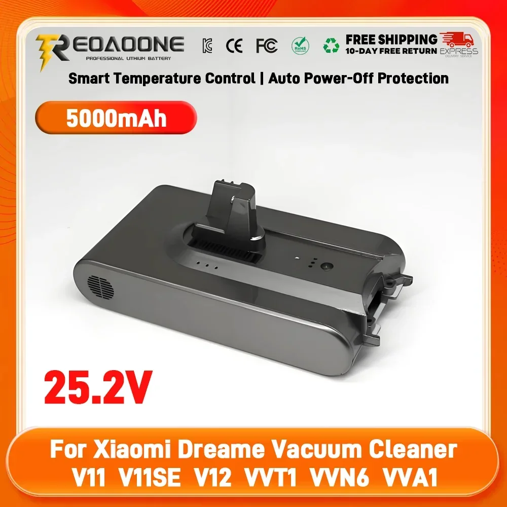 Ersatzakku Für Dreame Staubsauger – 25,2 V 5000 MAh, Kompatibel Mit V11, V12, V10Pro, V12Pro
