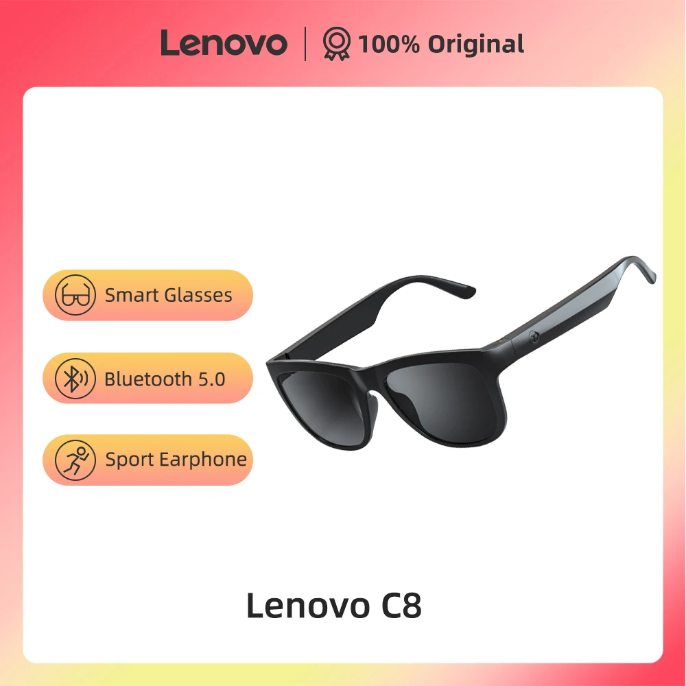OriginalLenovoLecooC8SmartGlassesHeadsetWirelessBluetooth50