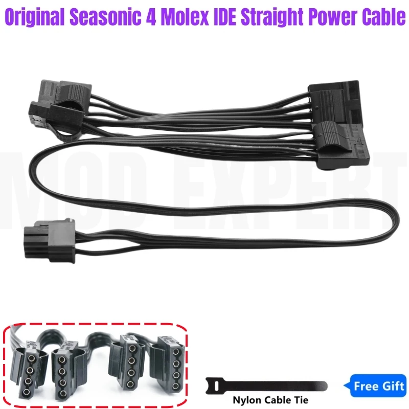 Оригинальный периферийный модульный кабель питания Seasonic 6Pin до 4 Molex IDE 4Pin для Seasonic Snow, мощность 750 Вт, 1050 Вт, 1250 Вт